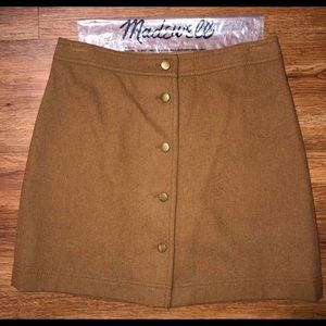 MADEWELL Lined Wool Blend Brown Skirt SIZE 2